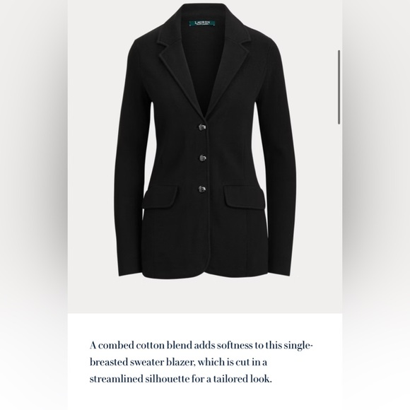 Lauren Ralph Lauren Cotton Blend Sweater Blazer NWT Size Large Classic - Picture 2 of 11